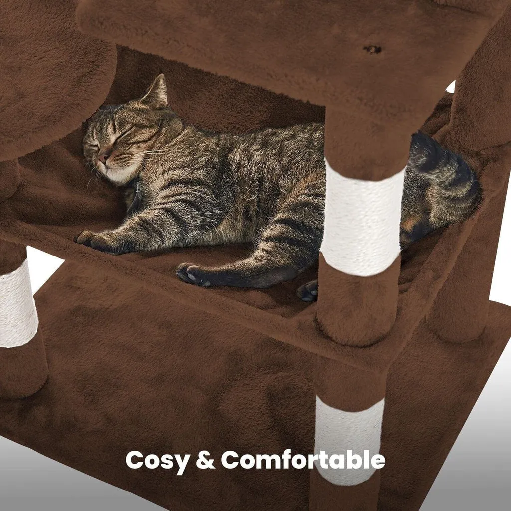 118cm Plush Cat Condo with Hammock & Sisal Posts | Floofi