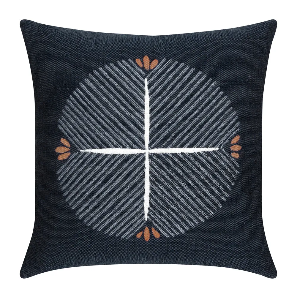 20" Square Elaine Smith Pillow  Direction Indigo