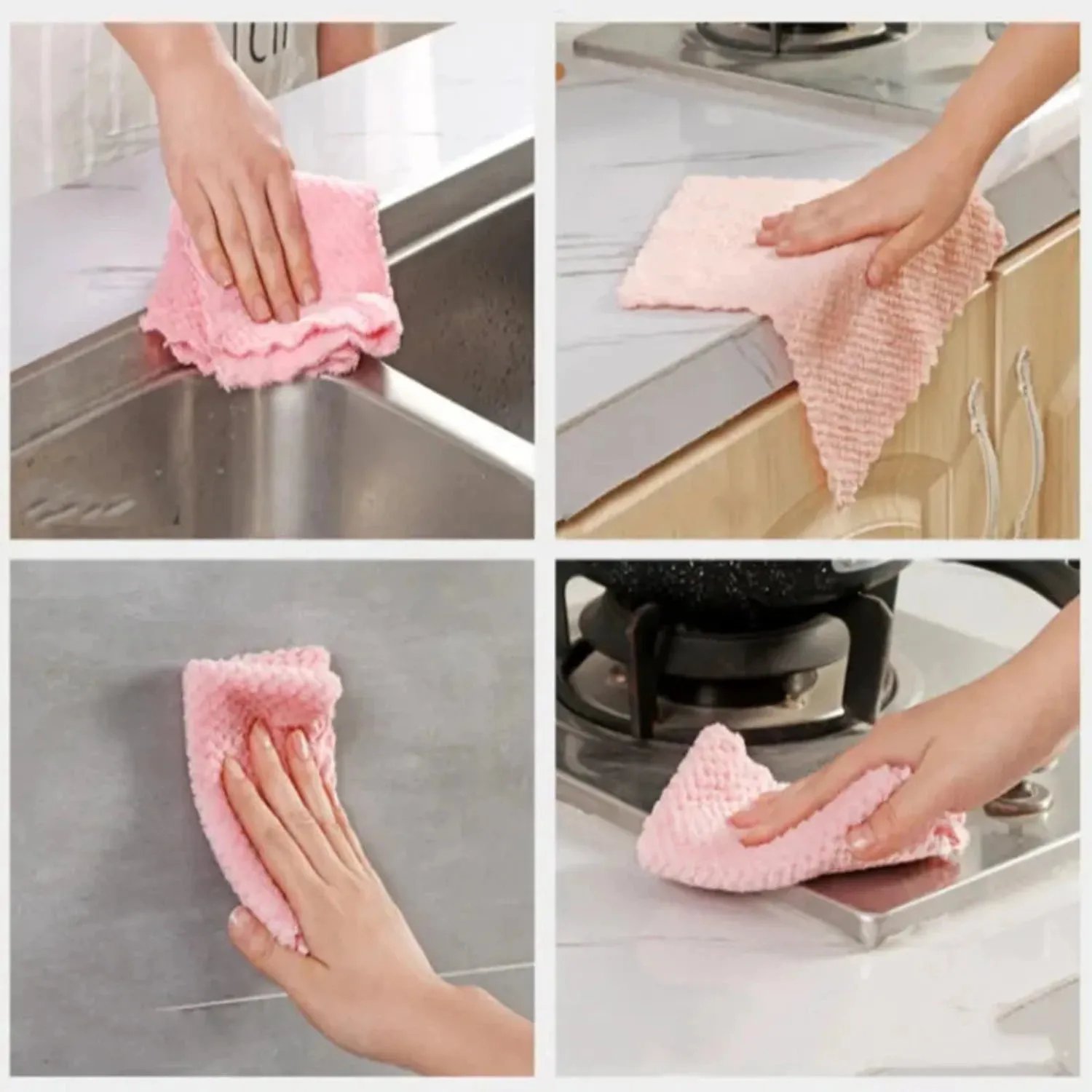 5-Pack Microfiber Kitchen Towels: Super Absorbent, Fast-Drying Anti-grease Dish cloths