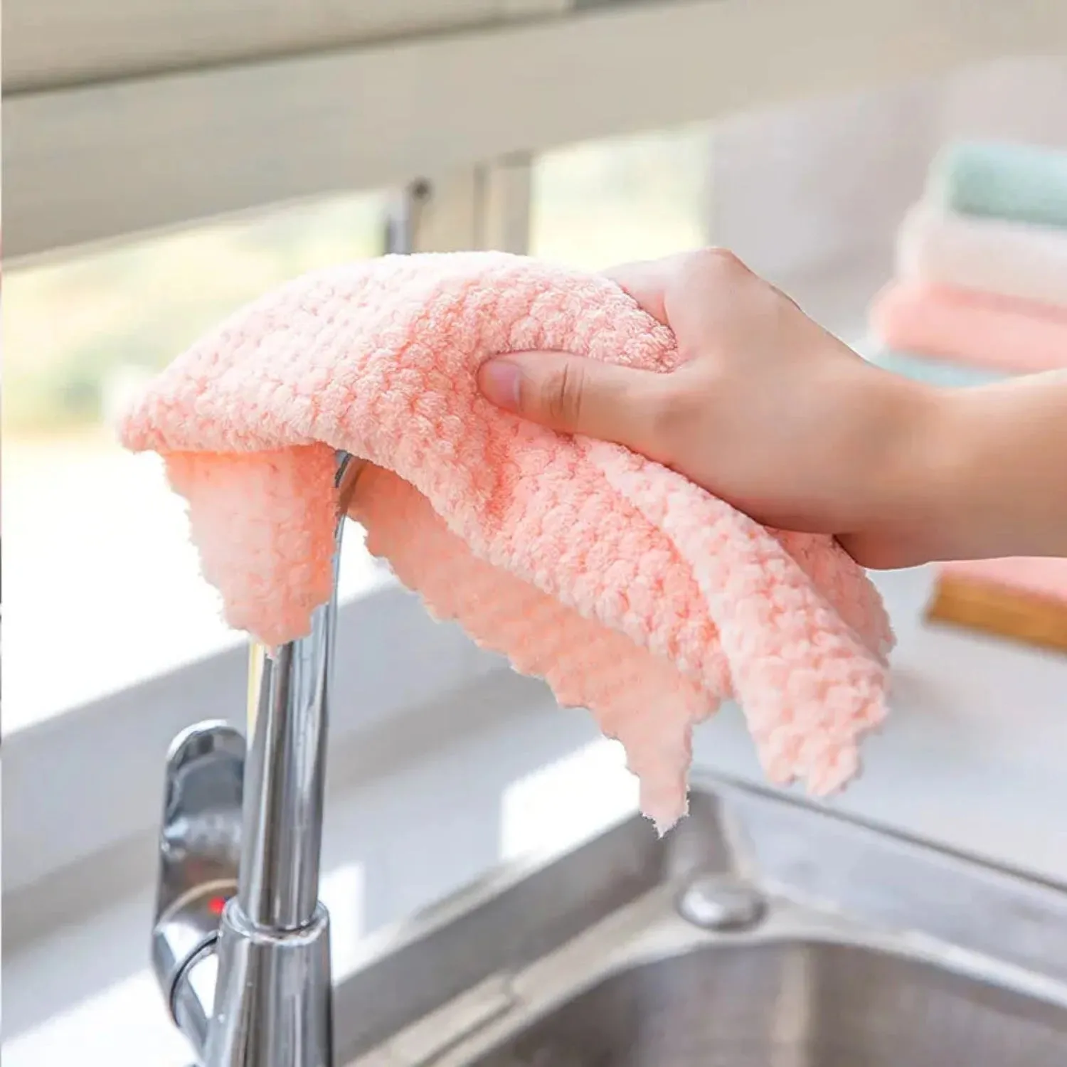 5-Pack Microfiber Kitchen Towels: Super Absorbent, Fast-Drying Anti-grease Dish cloths