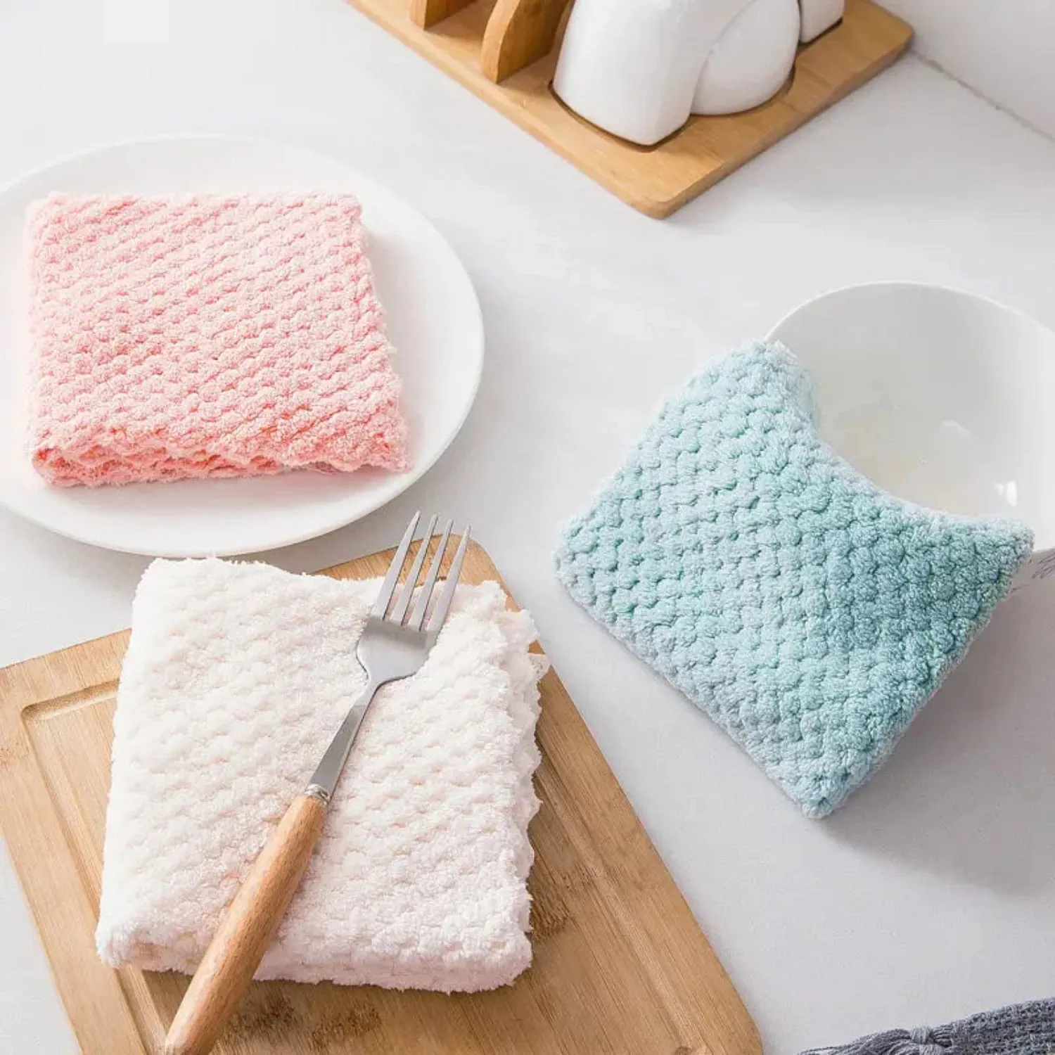 5-Pack Microfiber Kitchen Towels: Super Absorbent, Fast-Drying Anti-grease Dish cloths