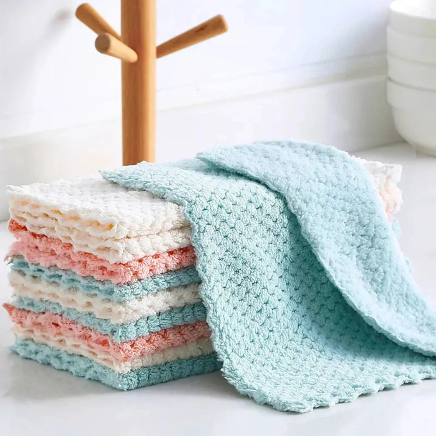 5-Pack Microfiber Kitchen Towels: Super Absorbent, Fast-Drying Anti-grease Dish cloths