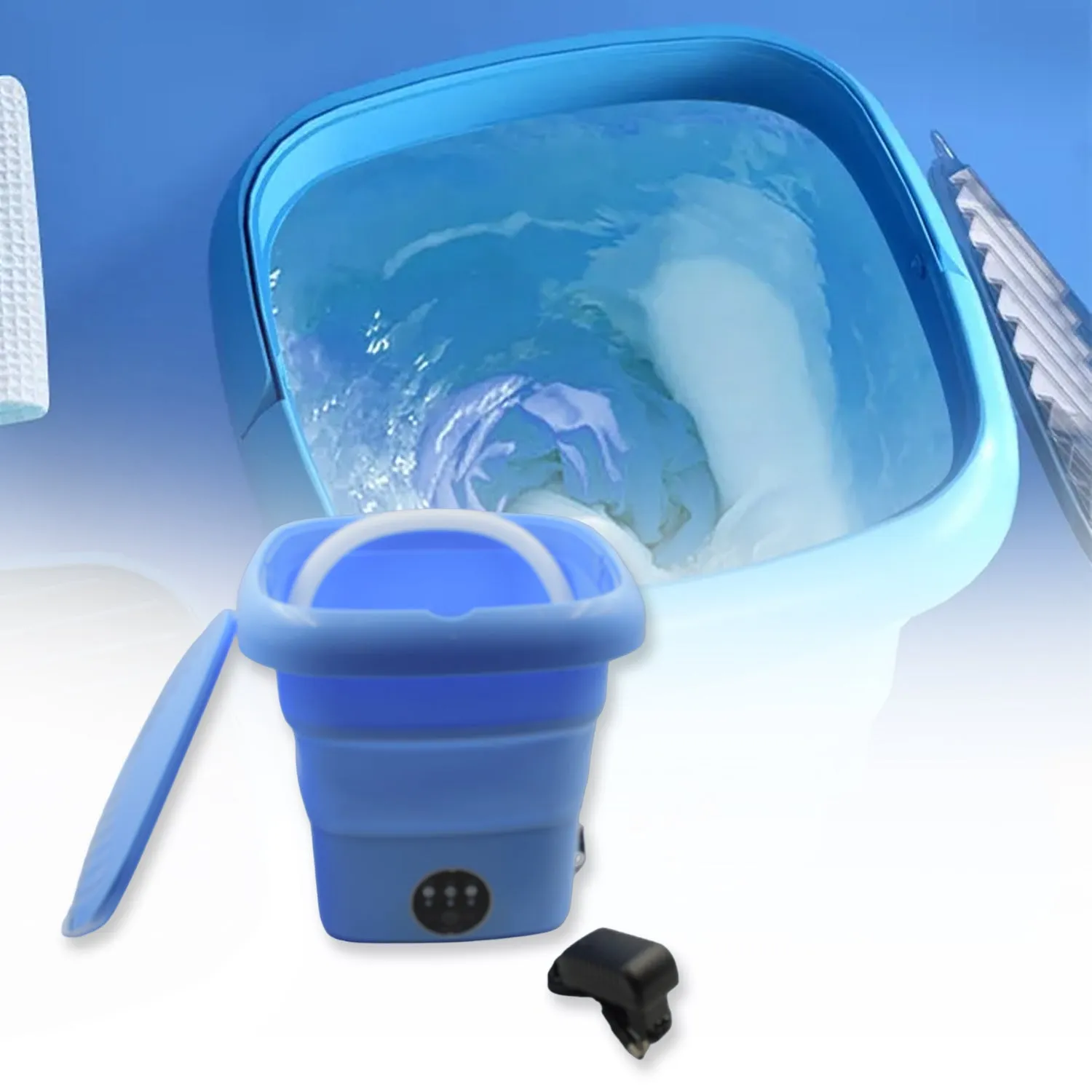 7271 Mini Washing Machine Foldable Mini Washer with Drain Basket Portable Washing Machine Foldable for Laundry Travel Camping RV Baby Clothes