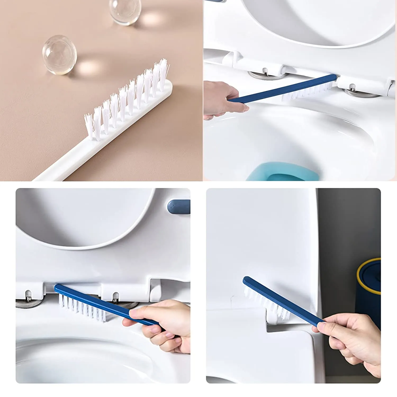 7683 Toilet Brush Set , Toilet Brush And Holder Set, Anti-Slip Handle Silicone Toilet Brush And Small Cleaning Brush ,