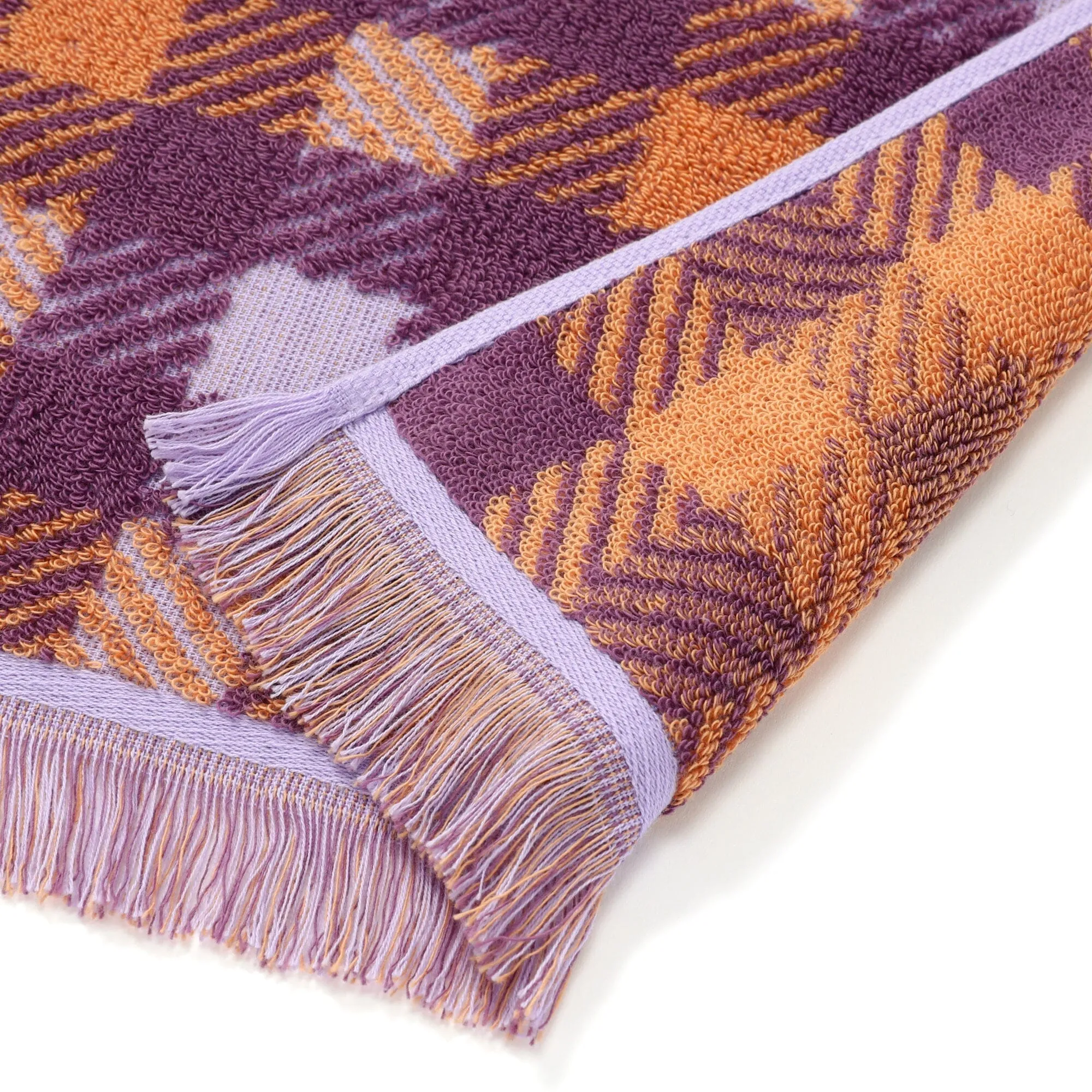 Antibacterial Deodorant Face Towel Plaid Fringe Orange X Purple