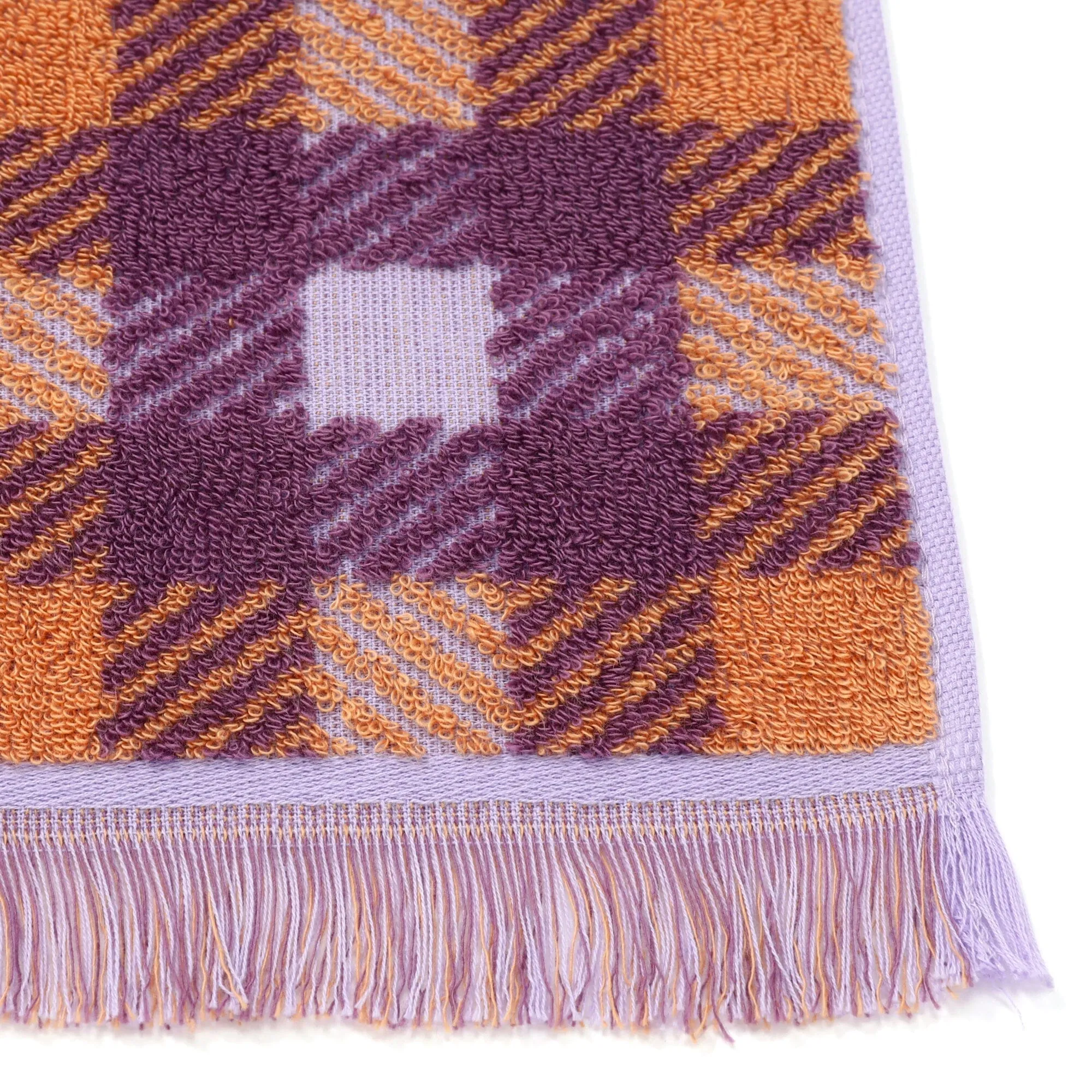 Antibacterial Deodorant Face Towel Plaid Fringe Orange X Purple