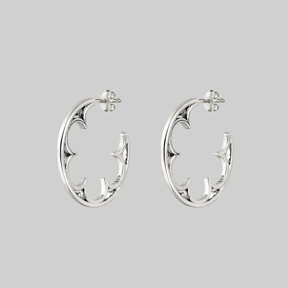 ATONE. Gothic Window Hoop Earrings - Silver