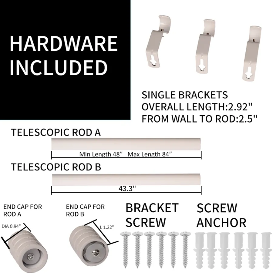 Basic Adjustable White Curtain Rod