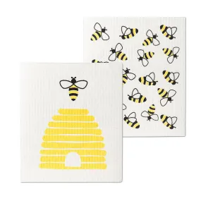 Bee & Beehive Swedish Dishcloth