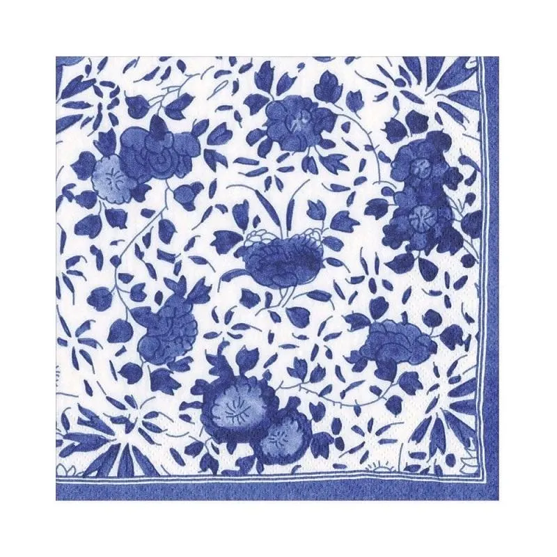 Caspari Delft Paper Luncheon Napkins in Blue - 20 Pack