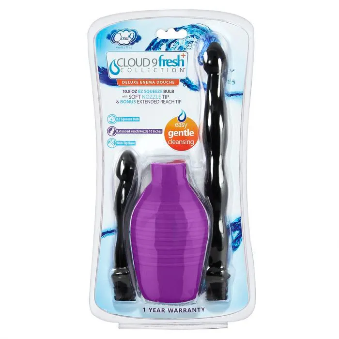 Cloud 9 Fresh   Deluxe Anal Enema Douche Kit 10.8 Oz Ez Squeeze Bulb W- Soft Nozzle