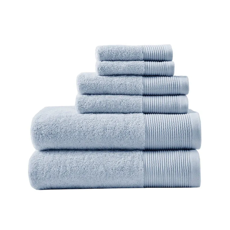 Cloud Linen Retreat Cotton Tencel Antimicrobial 6 Piece Blue Towel Pack