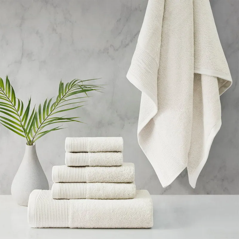 Cloud Linen Retreat Cotton Tencel Antimicrobial 6 Piece Ivory Towel Pack