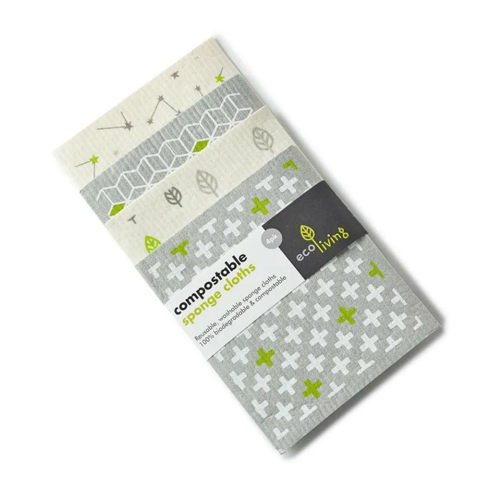 Compostable Sponge Cleaning Cloths - 2 or 4 Pack