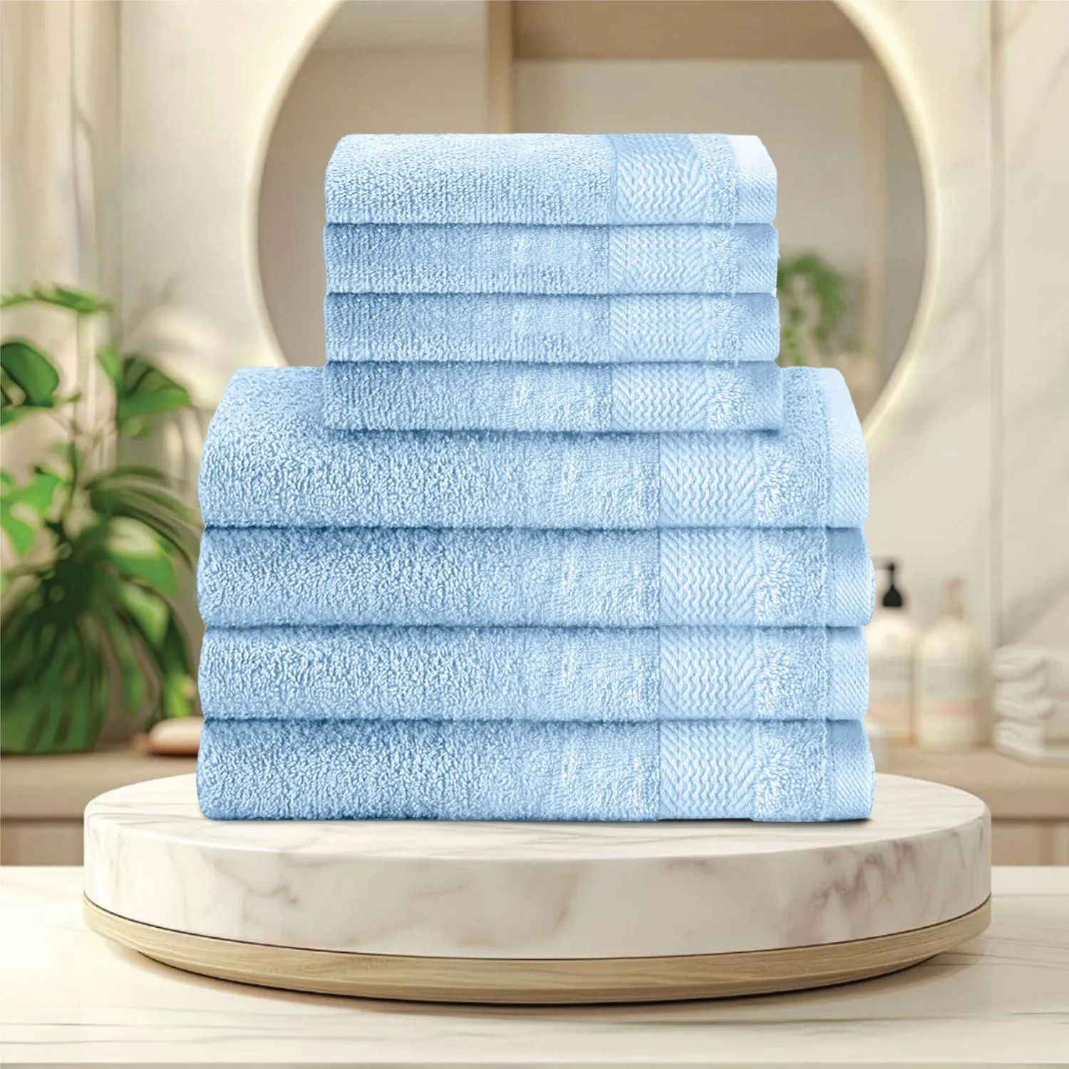 Cotton Face Towel and Hand Towel 8 Piece Set-Soft Feel, Quick Dry, Highly Absorbent Durable Towels