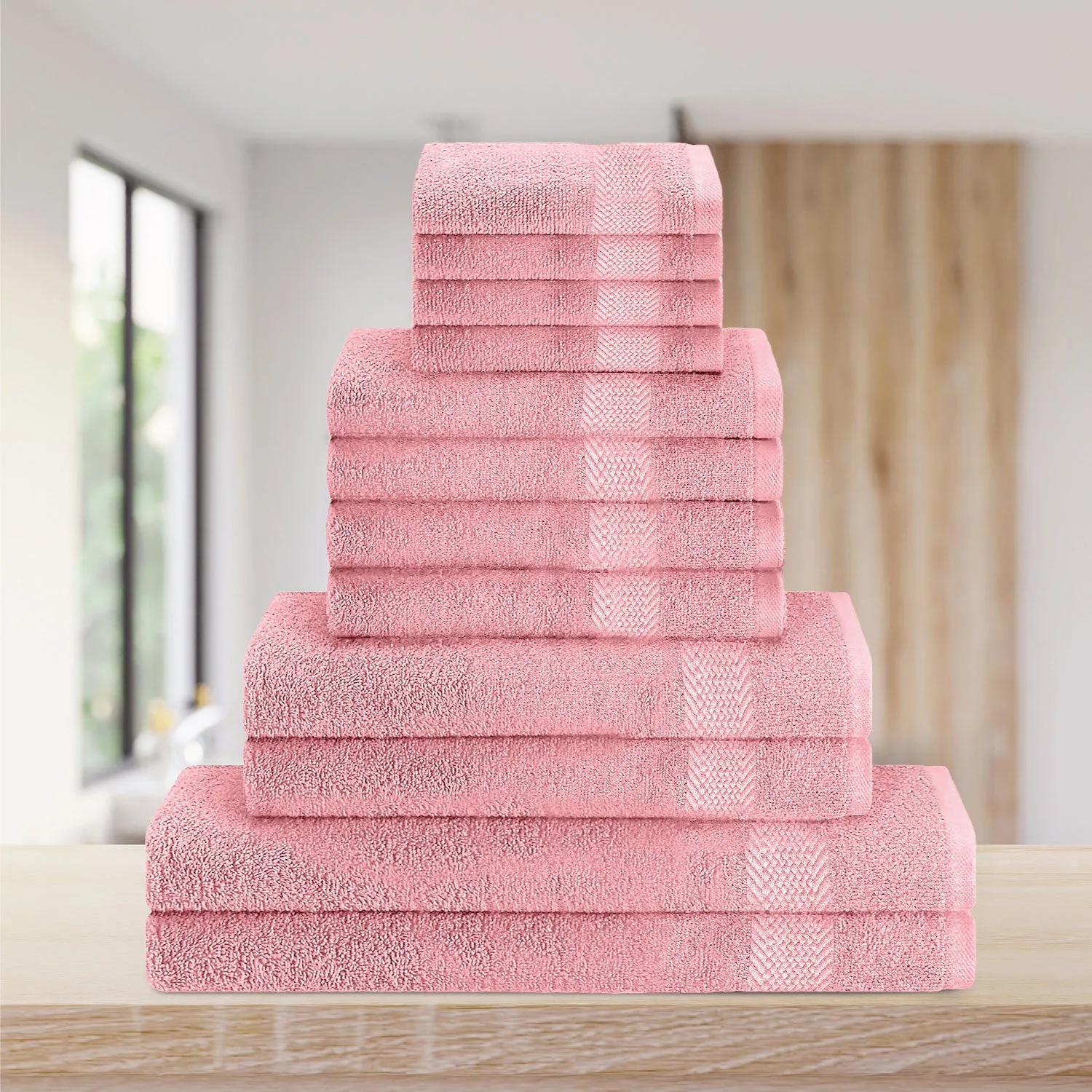 Cotton Towels 12 Piece Set-Soft Feel, Quick Dry, Highly Absorbent Durable Towels