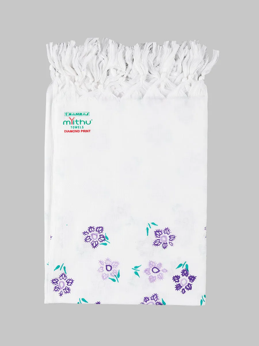 Cotton white Diamont Print Bath Towel (Pack of 2)