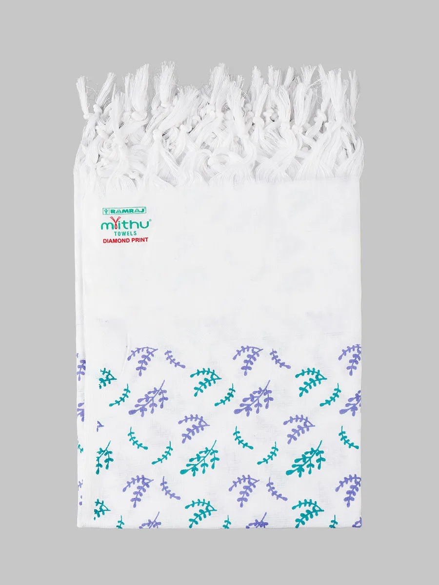 Cotton white Diamont Print Bath Towel (Pack of 2)