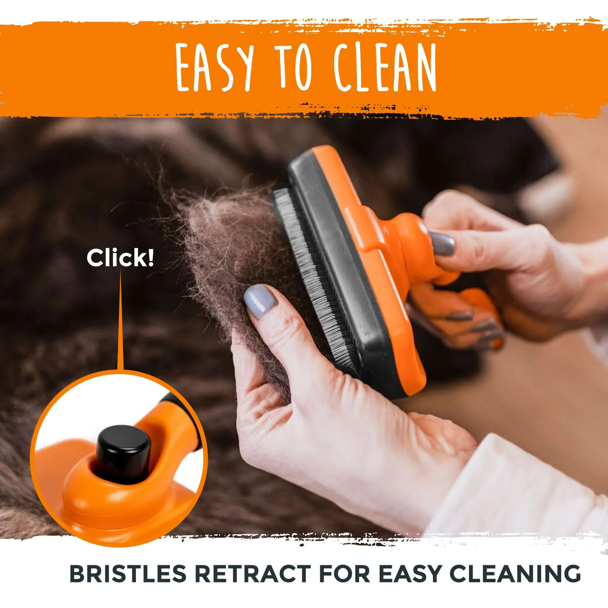 Dog Grooming Brush - Mighty Paw Retractable Slicker Brush with Stainless Steel Bristles