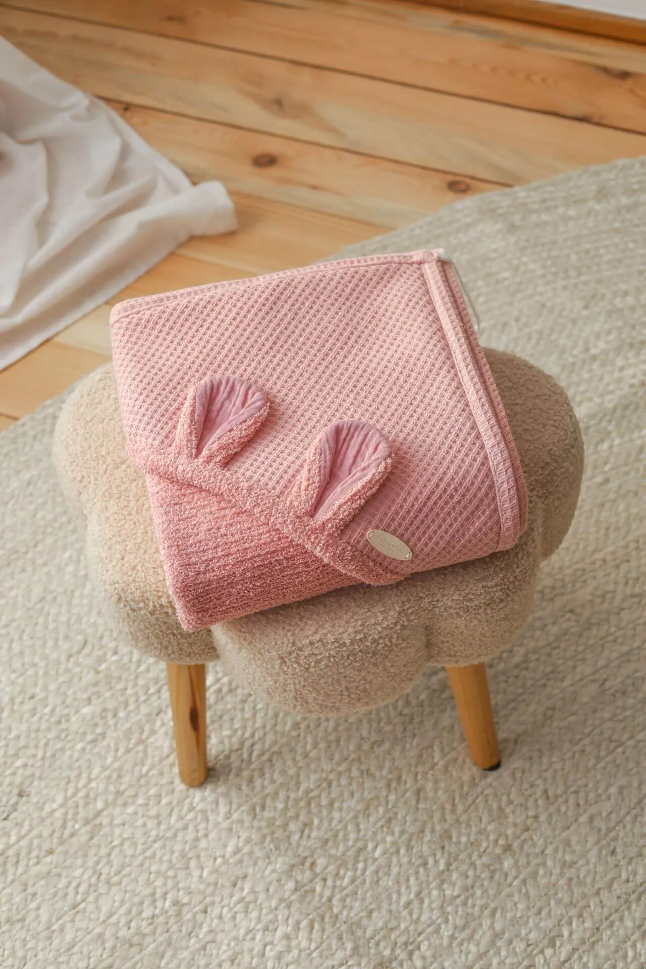 Hooded Baby Towel - Soft Cotton Terry - Pink