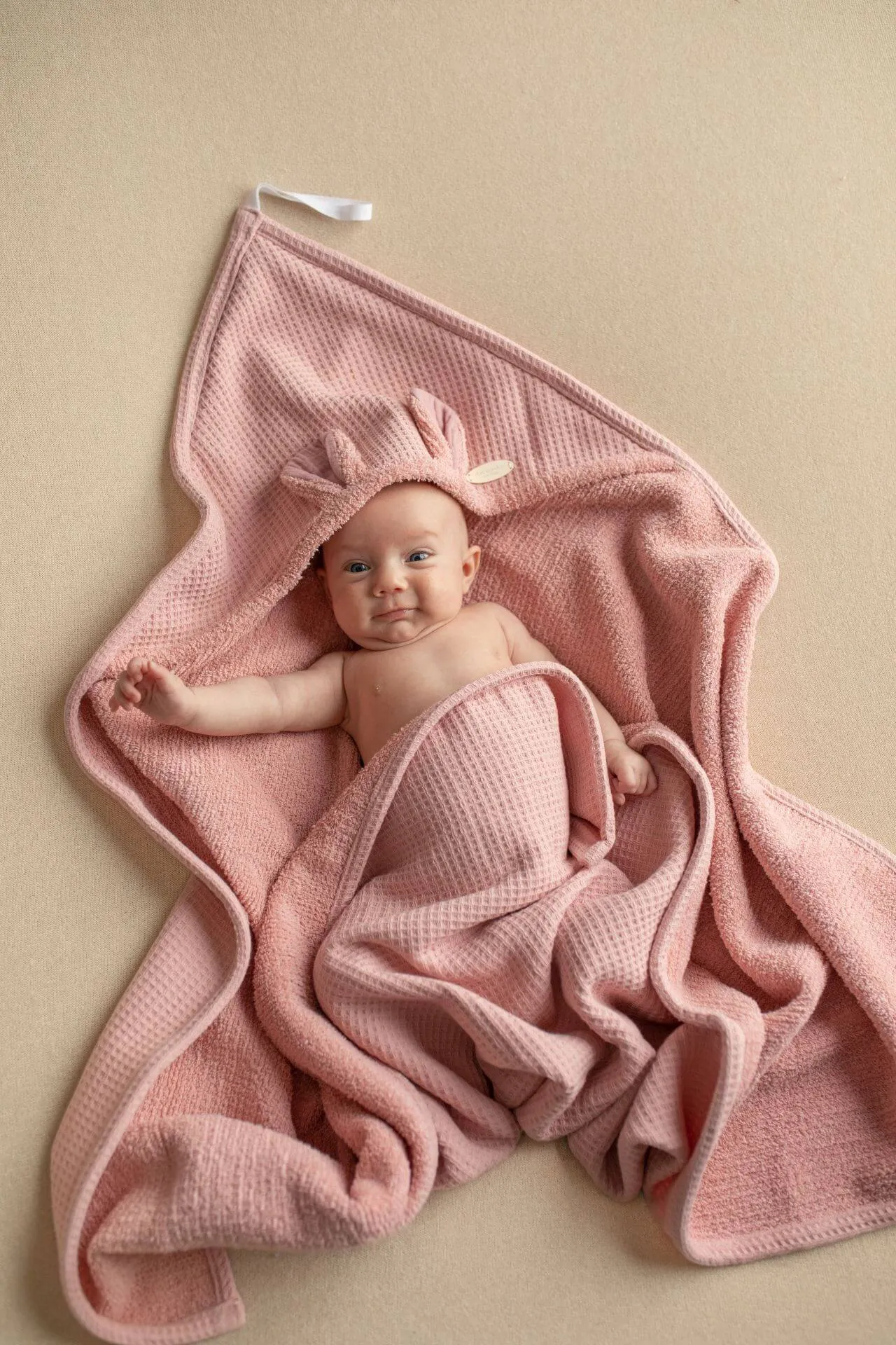 Hooded Baby Towel - Soft Cotton Terry - Pink