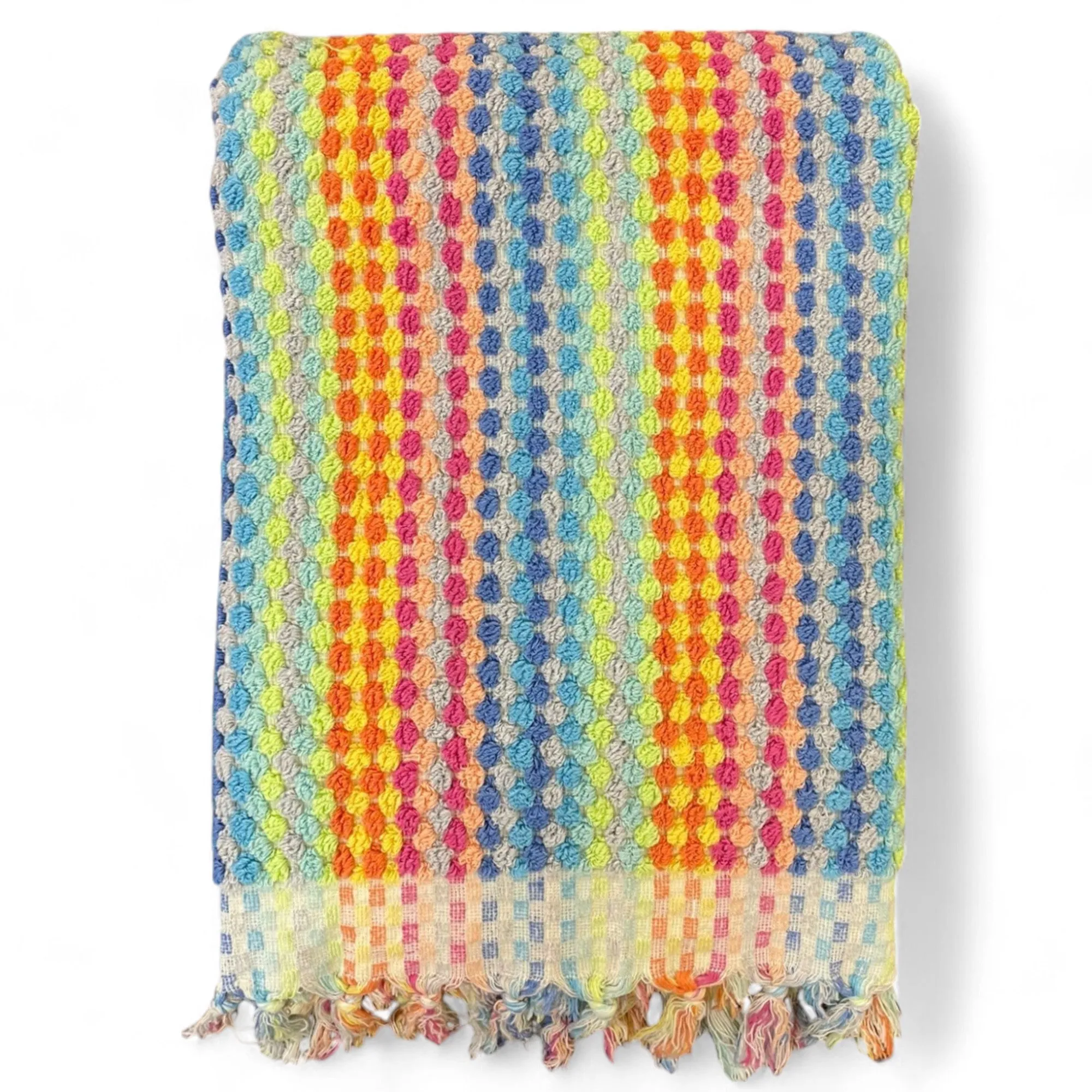 Jellybean Design Natural Cotton Pompom Turkish Towel