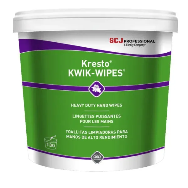 Kresto Kwik-Wipes Hand Cleaning Towels, Fresh Citrus, 130-ct Bucket, Case of 4 (KKW130W)