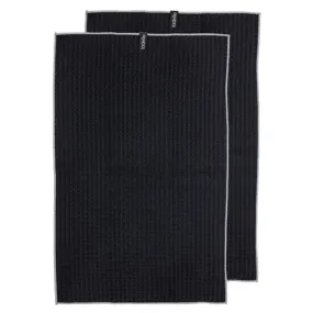 Ladelle Mega Waffle Microfibre Black Kitchen Towel - 2 Piece