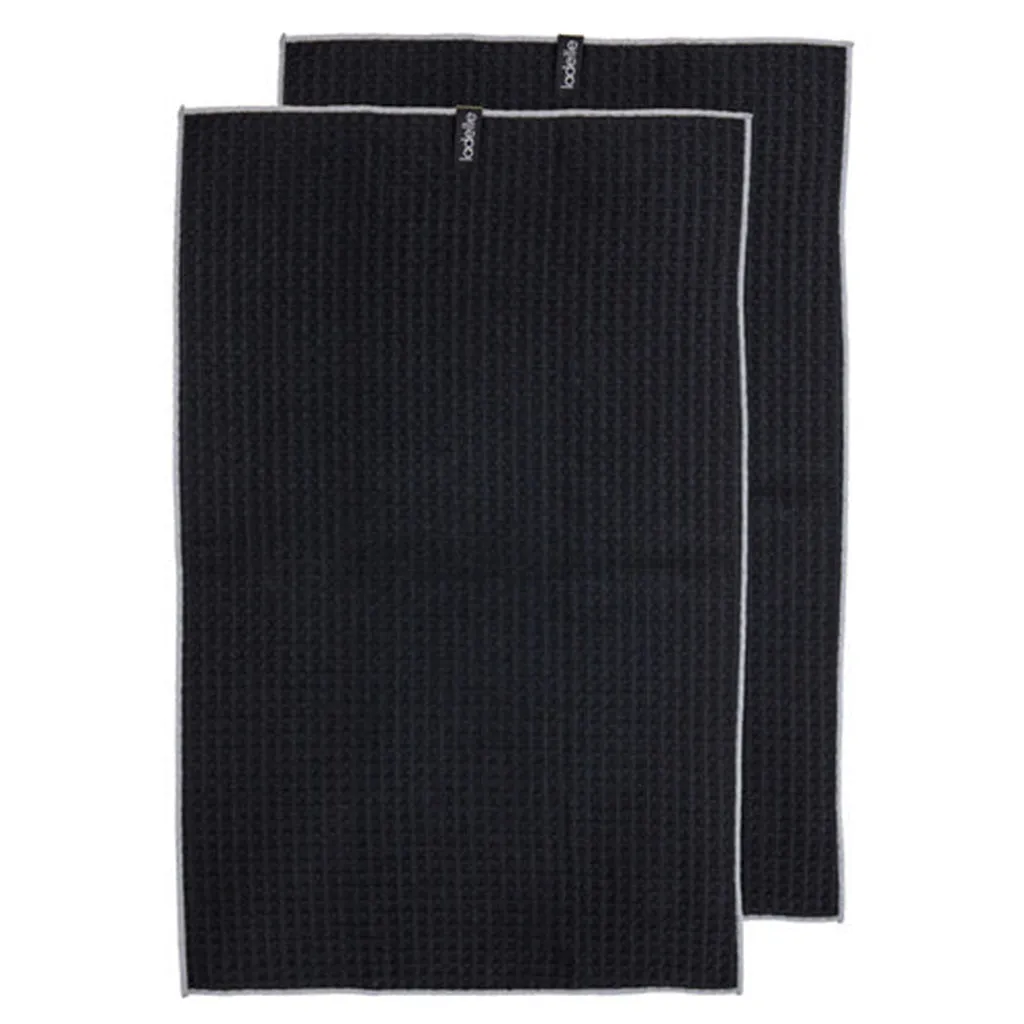 Ladelle Mega Waffle Microfibre Black Kitchen Towel - 2 Piece