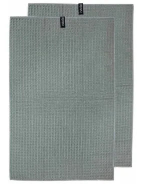 Ladelle Mega Waffle Microfibre Sage Kitchen Towel - 2 Piece