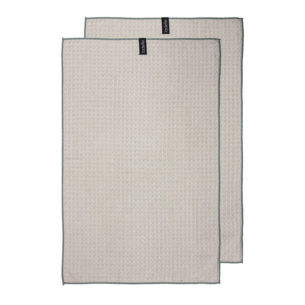 Ladelle Mega Waffle Microfibre Taupe Kitchen Towel - 2 Piece