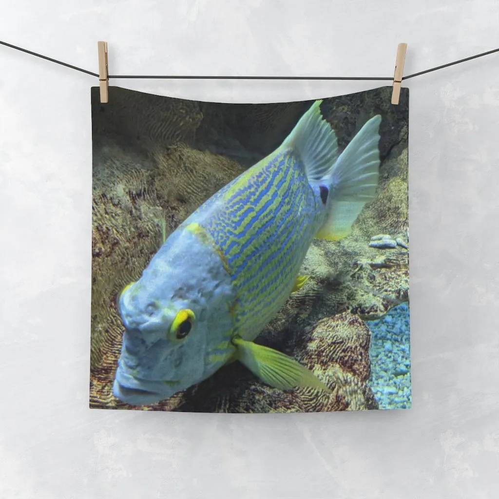 Light Blue and Yellow Fish Face Towel