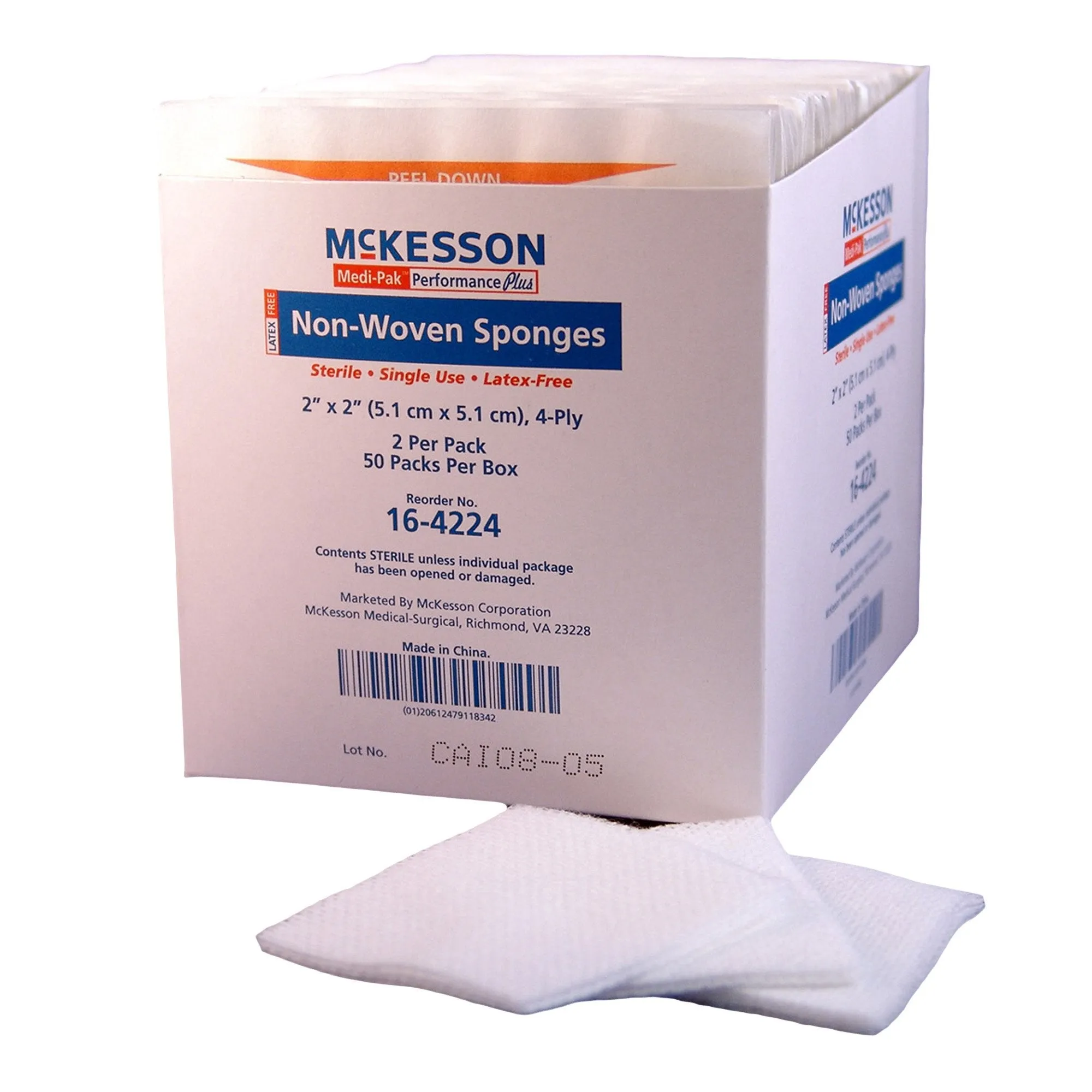 McKesson Nonwoven Sponge, Sterile, 2 x 2 Inch