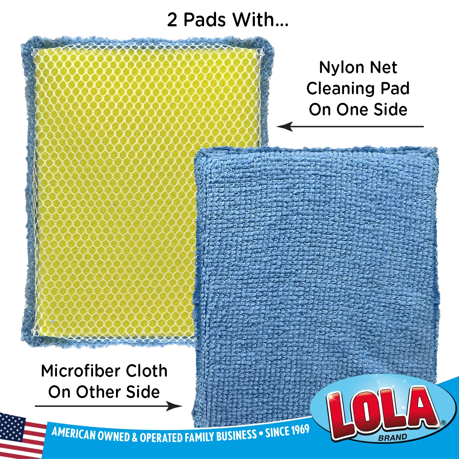 Microfiber Cloth One Side & Nylon Net Other Side -2 Pack & All Nylon Net Cleaning Pad Both Sides-2 Pack, Assorted 4 pack