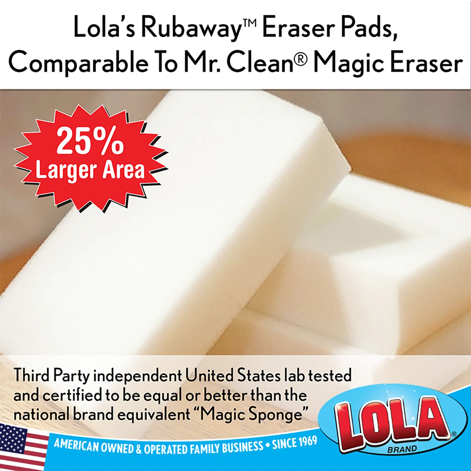 Mr. Clean Magic Eraser Comparable Rubaway Eraser Pads by Lola - 4 pack