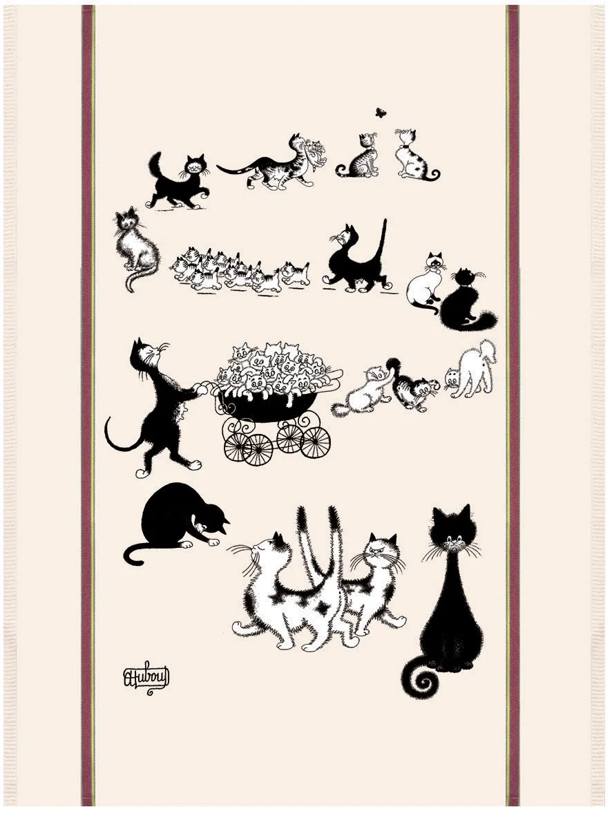 Multi Cats Dubout Cats Apron and Matching Tea Towel - Gift Set