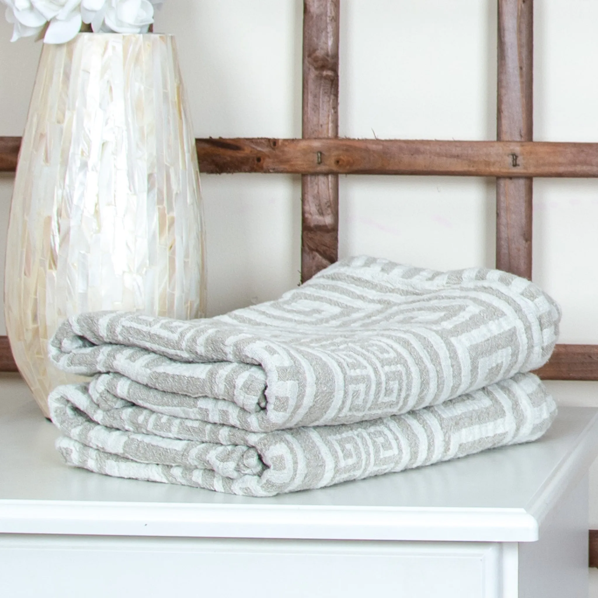 Natural Linen Bath Towel - Greek One, Extra Soft