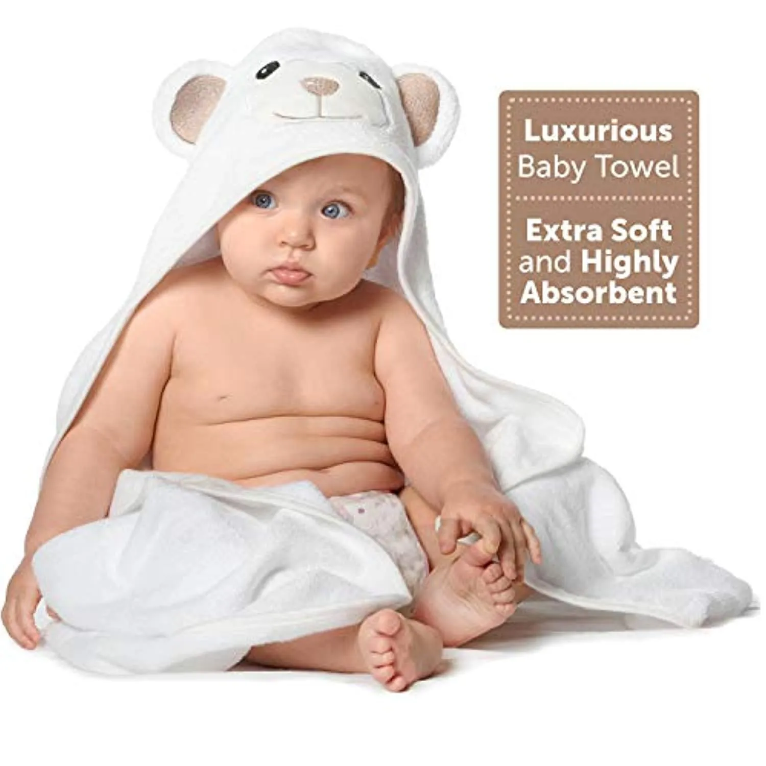 Premium Ultra Soft Organic Bamboo Baby Hooded Towel with Unique Design – Hypoallergenic Baby Towels for Infant and Toddler