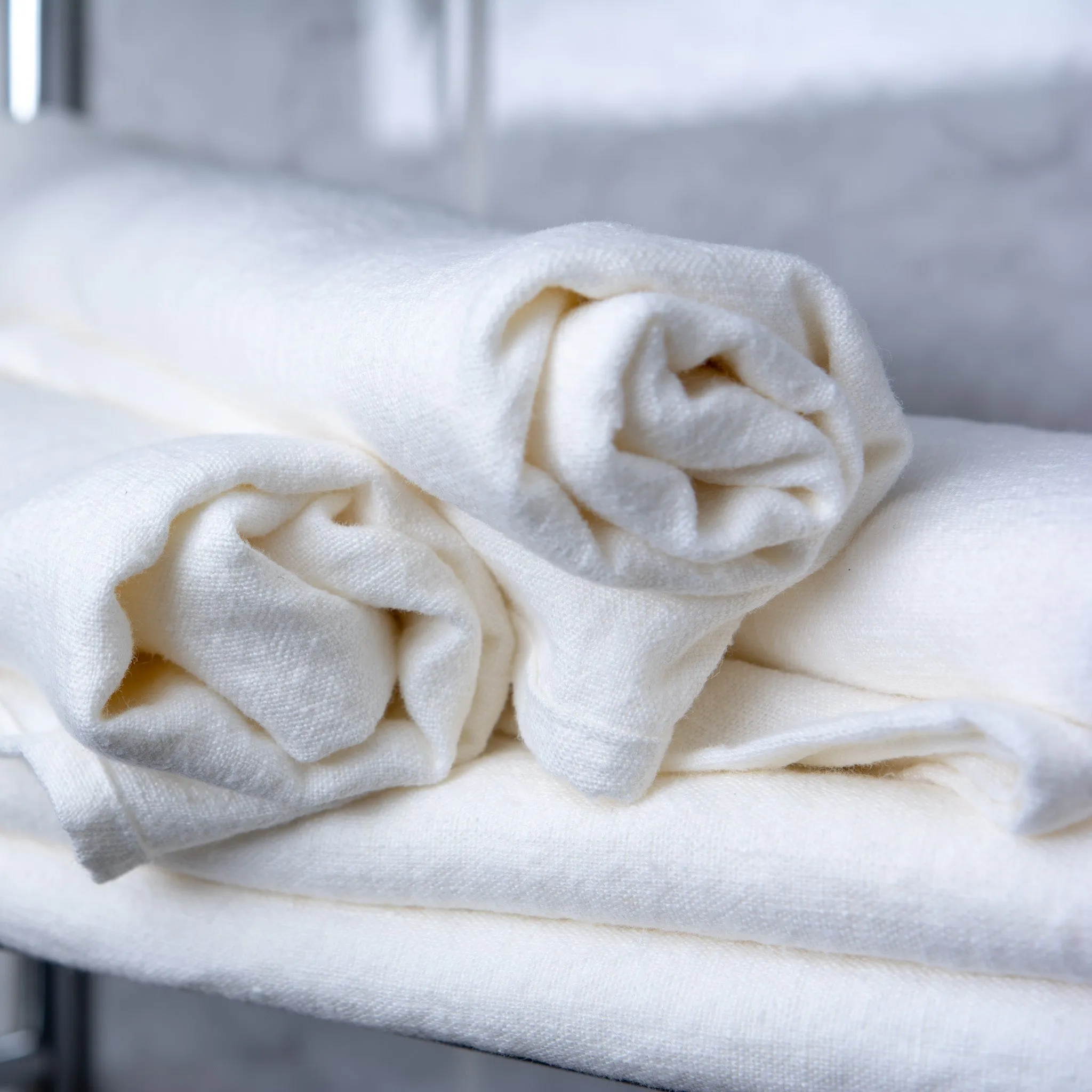 Pure Linen Stonewashed Bath Towel White