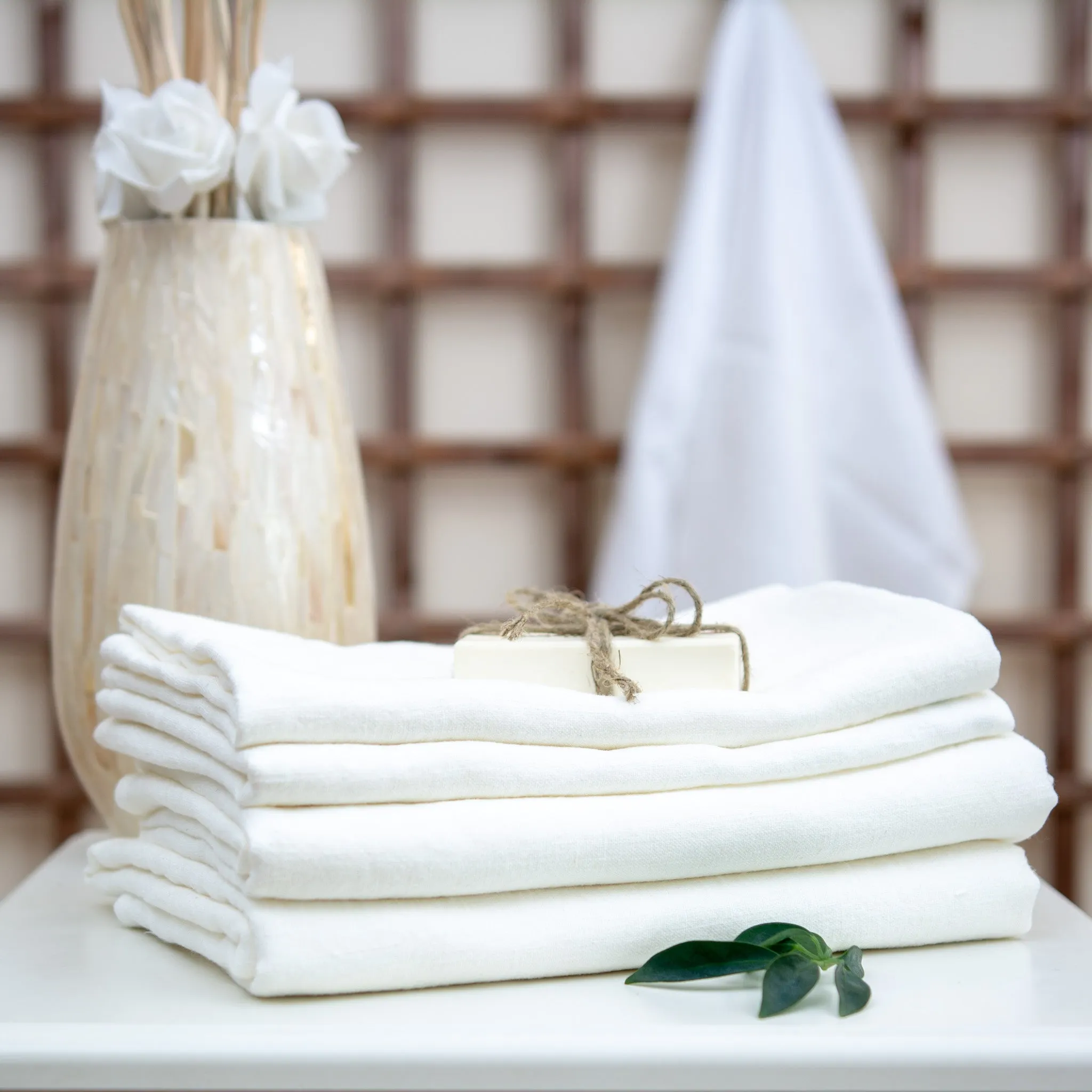 Pure Linen Stonewashed Bath Towel White