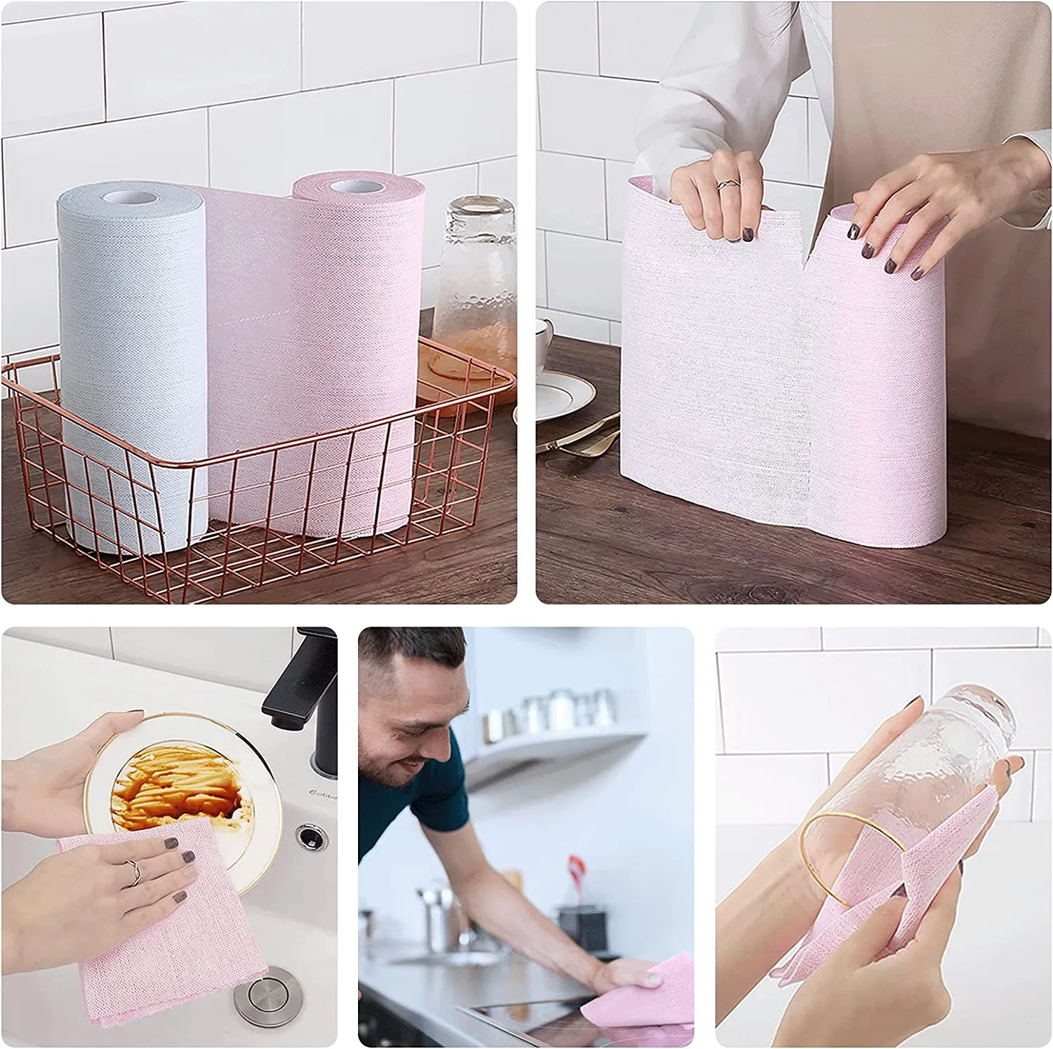 Reusable Bamboo Paper Towels - Washable and Recycled Kitchen Roll, Zero Waste Products, Sustainable Gifts, Environmentally Friendly