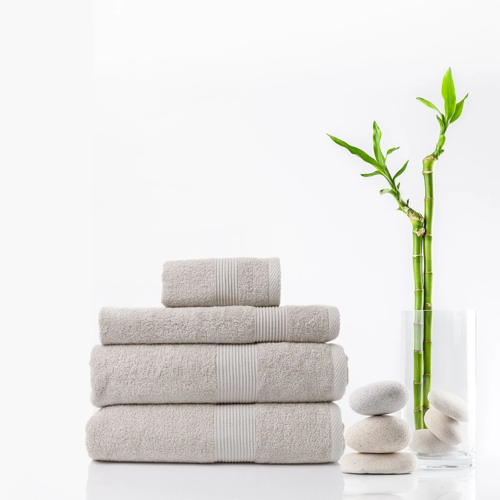 Royal Comfort 4 Piece Cotton Bamboo Towel Set 450GSM Luxurious Absorbent Plush Sea Holly