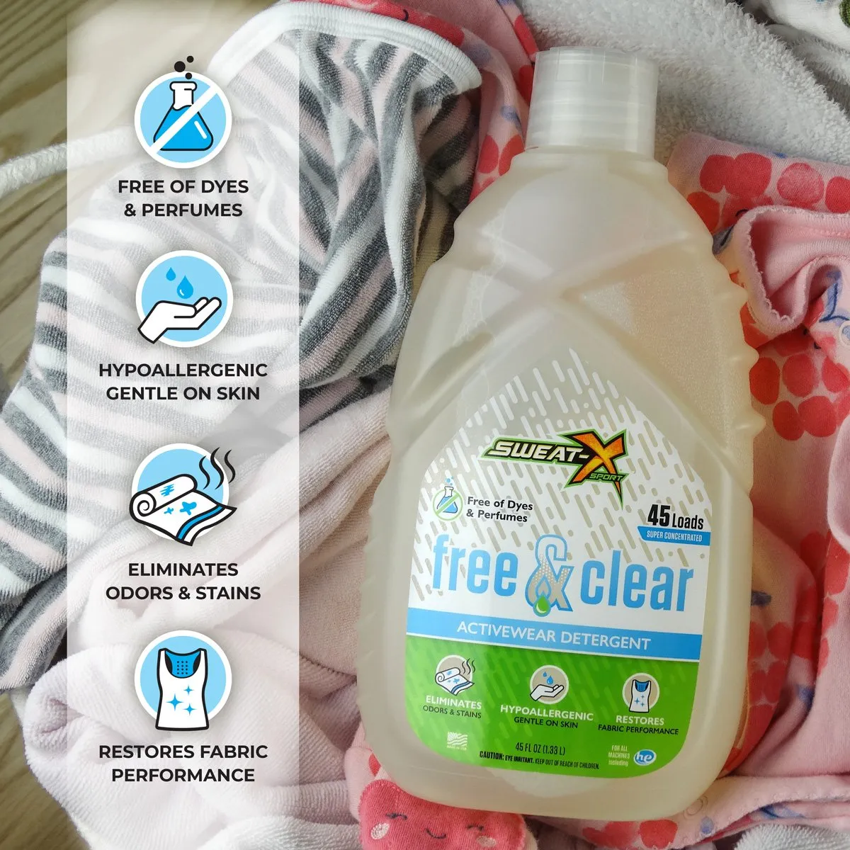 Sweat X Sport Free and Clear Laundry Detergent - 4 Pack