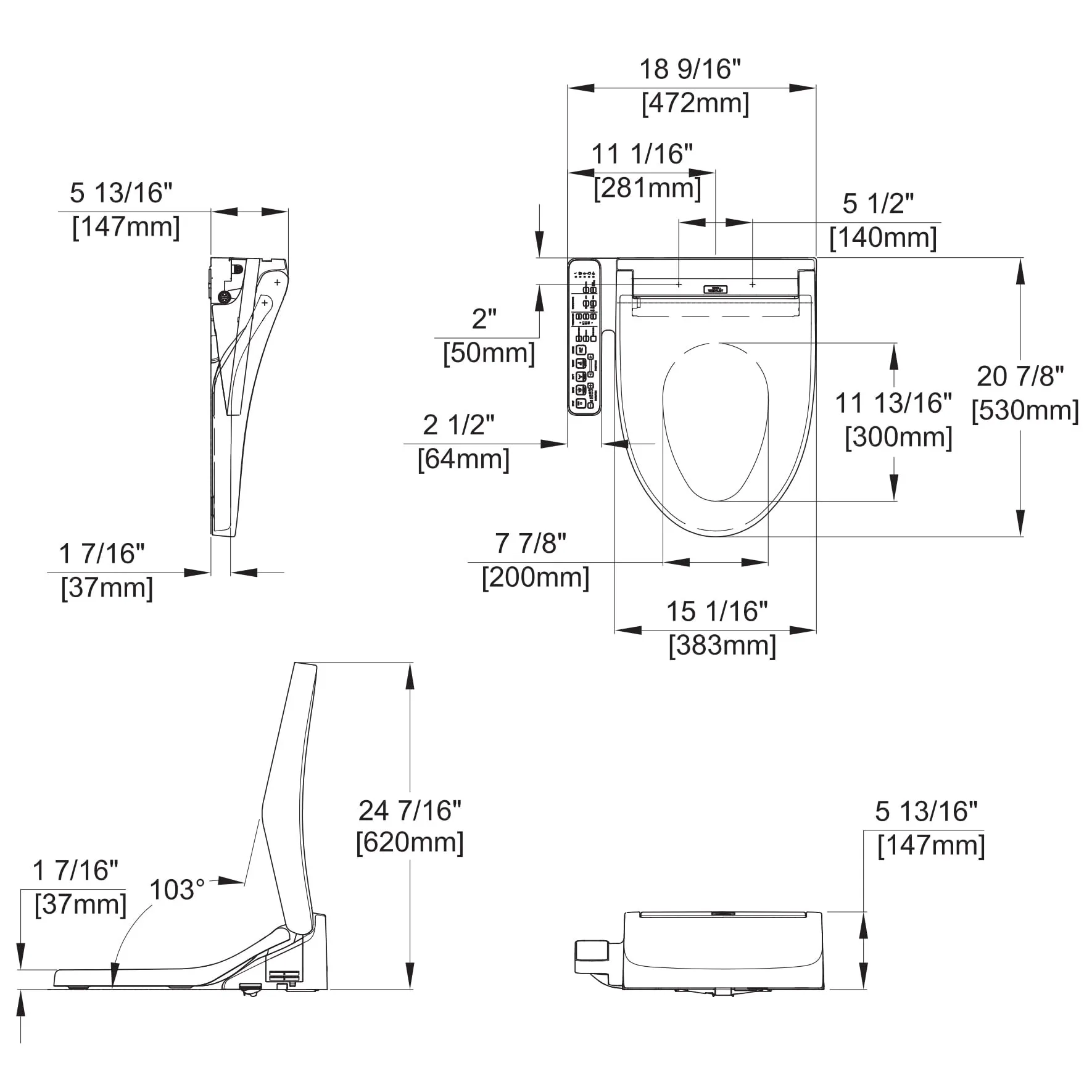 TOTO SW3074#01 Washlet C2 Electronic Bidet Toilet Seat with PREMIST and EWATER  Wand Cleaning, Elongated, Cotton White