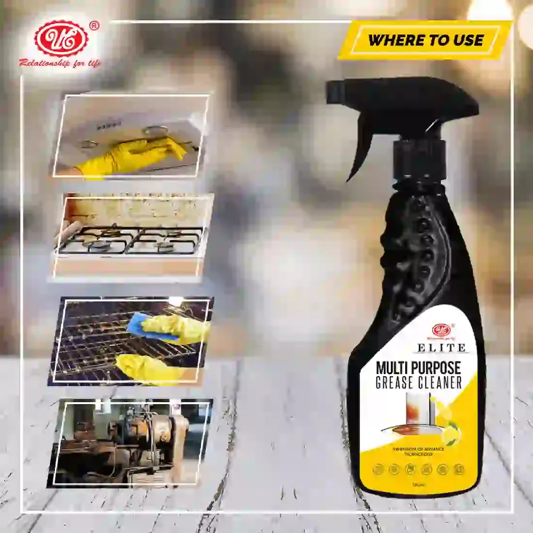 UE Autotech Kitchen Cleaner Spray Oil & Grease Stain Remover Stove & Chimney Cleaner Non-Flammable (500ml)