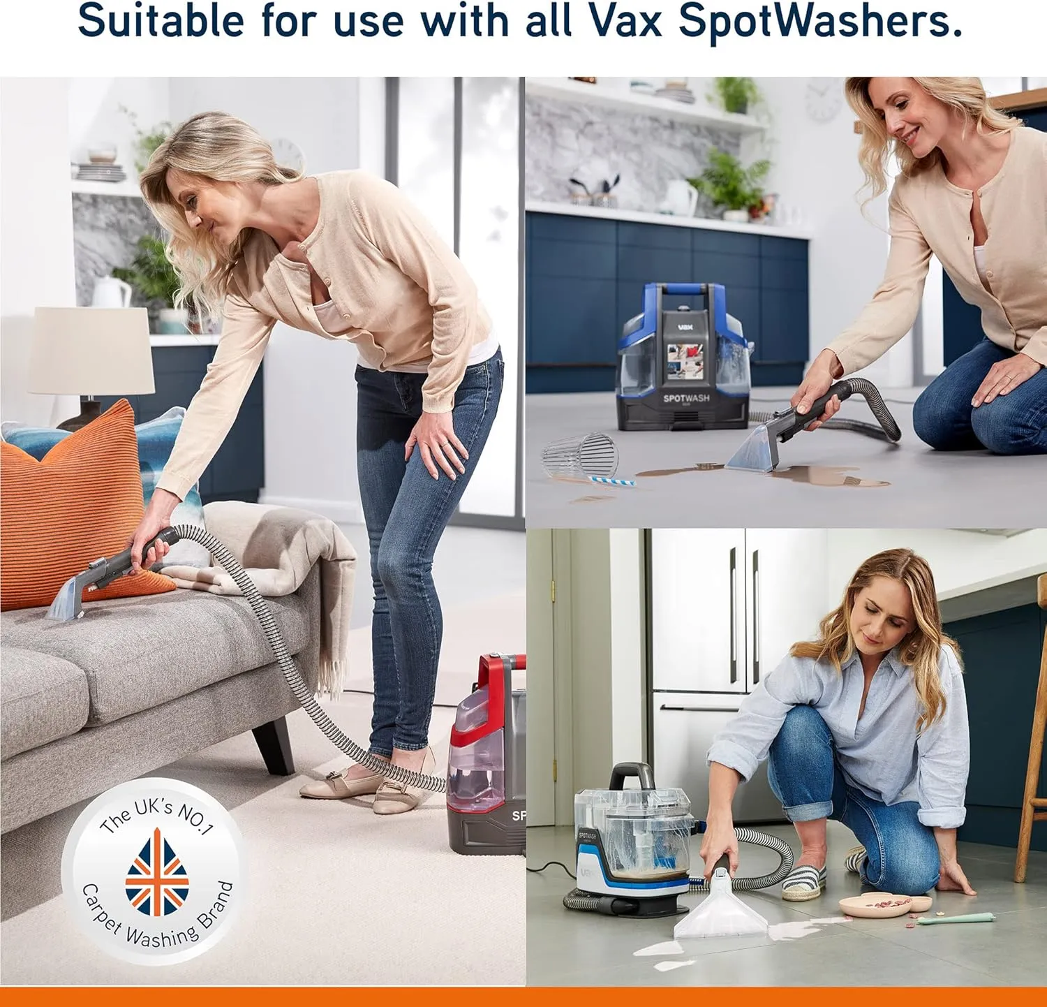 Vax Spotwash Antibacterial Solution 1.5L Cotton and Peony 1-9-142885