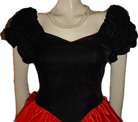 *VINTAGE '60s / '70s NEW OLD STOCK TIME & ETERNITY BLACK VELVET & RED SATIN BALL GOWN WITH ATTACHED CRINOLINE - PERFECT FOR HOLIDAY PARTIES