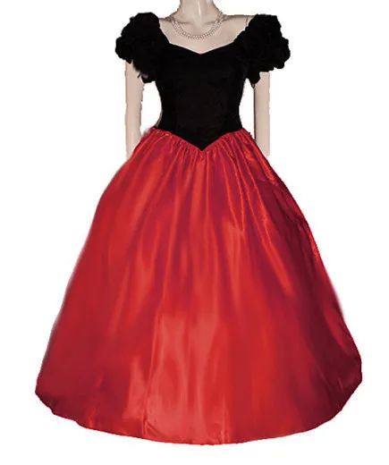 *VINTAGE '60s / '70s NEW OLD STOCK TIME & ETERNITY BLACK VELVET & RED SATIN BALL GOWN WITH ATTACHED CRINOLINE - PERFECT FOR HOLIDAY PARTIES