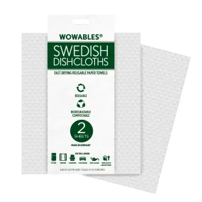 Wowables, Swedish Dish Cloths on a Roll, Reusable & Biodegradable Paper Towels, 2 Count Sample Pack